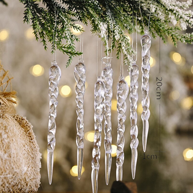 12 Stück elegante Weihnachtsbaumdekoration aus Kunststoff-Eiszapfen