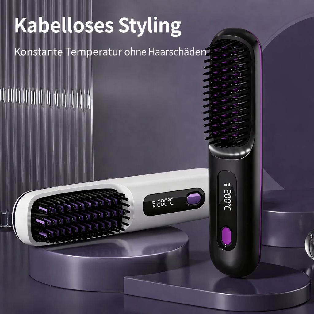 Tragbarer Haarglätter | Keramischer Haarglätter mit LCD-Anzeige | Akku-betrieben