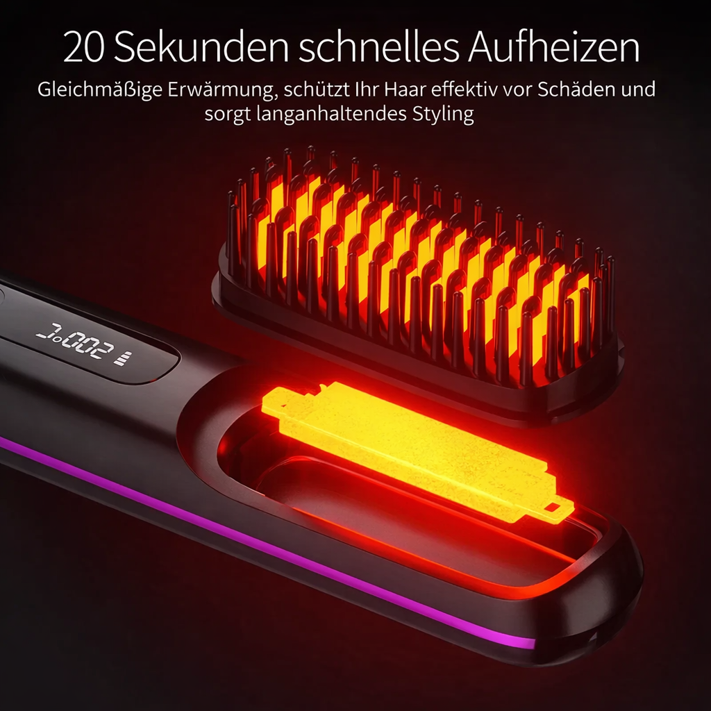Tragbarer Haarglätter | Keramischer Haarglätter mit LCD-Anzeige | Akku-betrieben