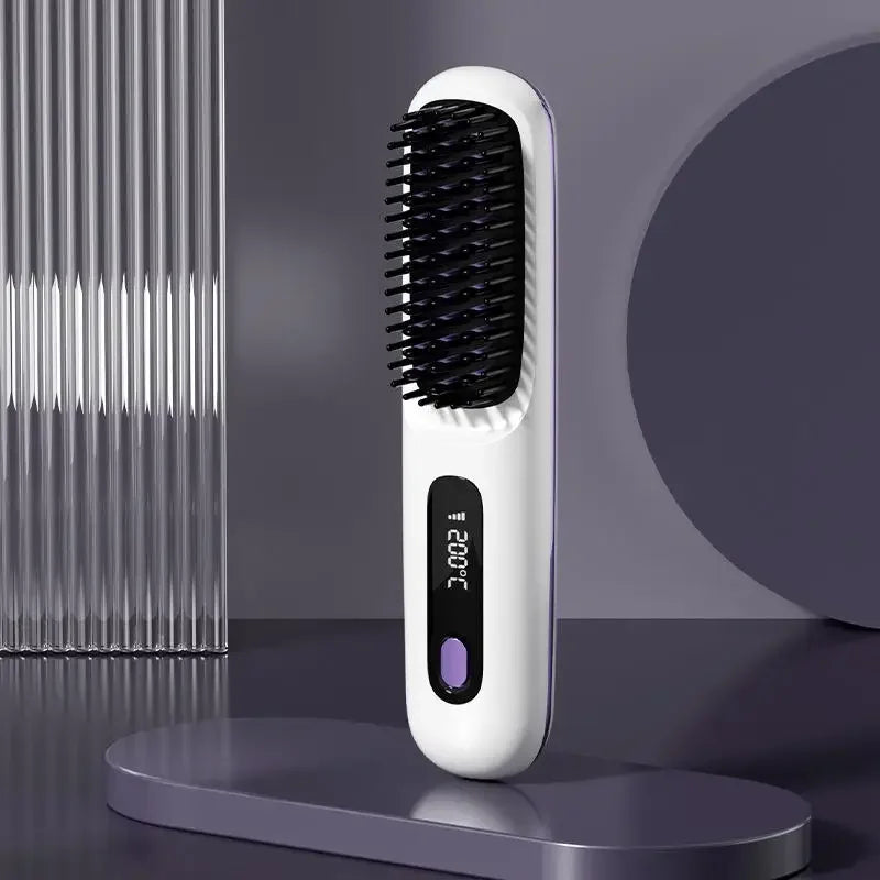 Tragbarer Haarglätter | Keramischer Haarglätter mit LCD-Anzeige | Akku-betrieben