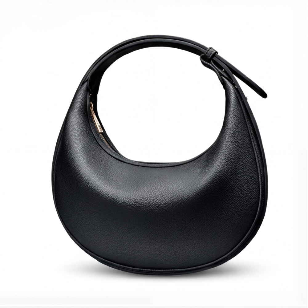 Halbmond Schultertasche | Drei Tragemöglichkeiten | Weiches Kunstleder