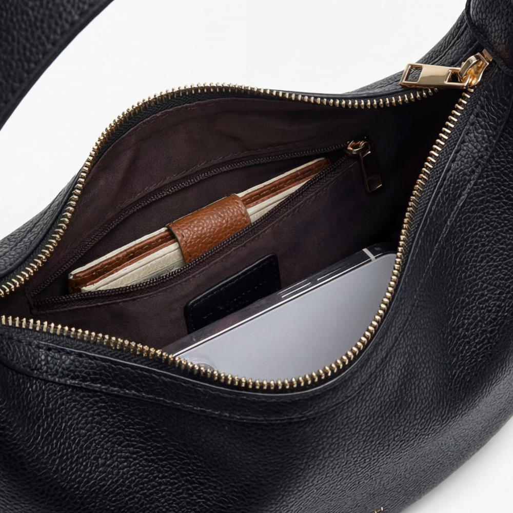 Halbmond Schultertasche | Drei Tragemöglichkeiten | Weiches Kunstleder