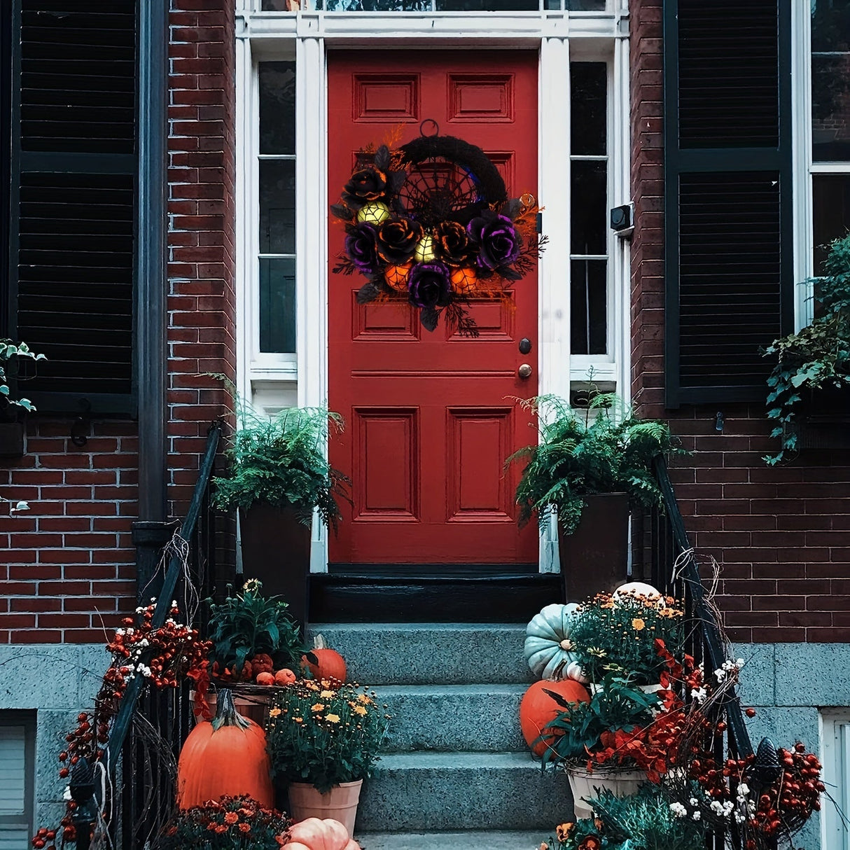 Halloween Kranz mit Spinnennetz – Dekorativer Innenkranz für Türen und Wände