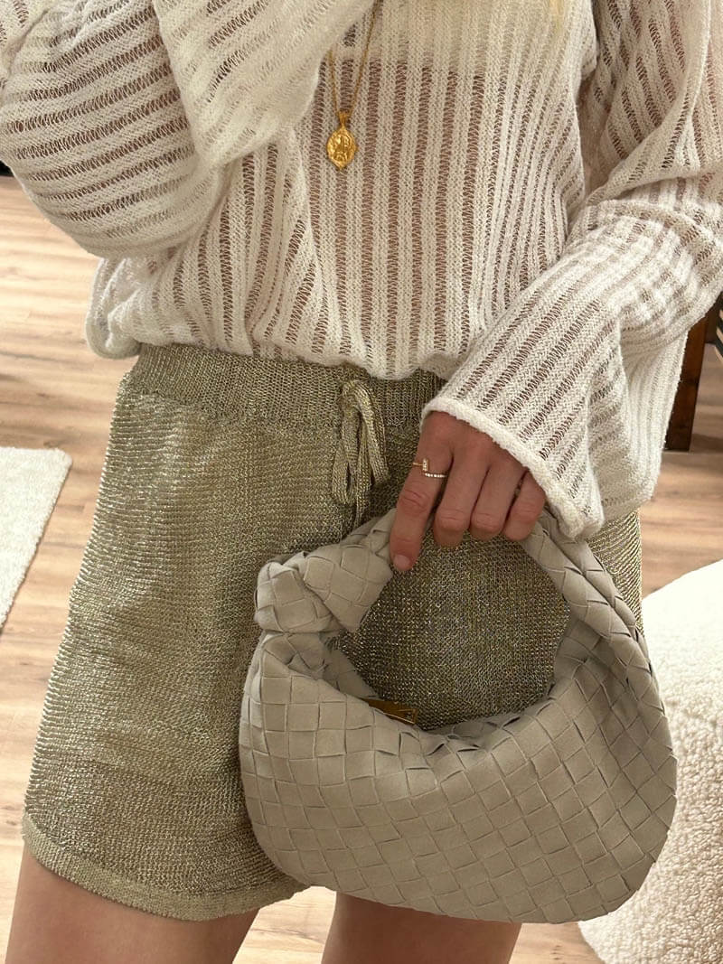 Elegante Umhängetasche | Geflochtenes Design | Vegane Wildleder-Optik