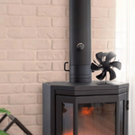Wandmontierter Holzofenventilator – Wärmebetriebener Kaminventilator mit 6 Flügeln und Thermometer