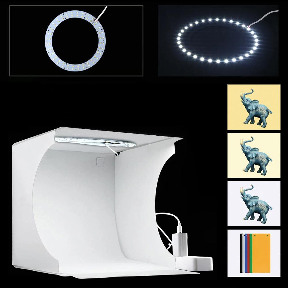 Mini Fotostudio "LumiCube" mit LED-Beleuchtung und 6 Hintergründen