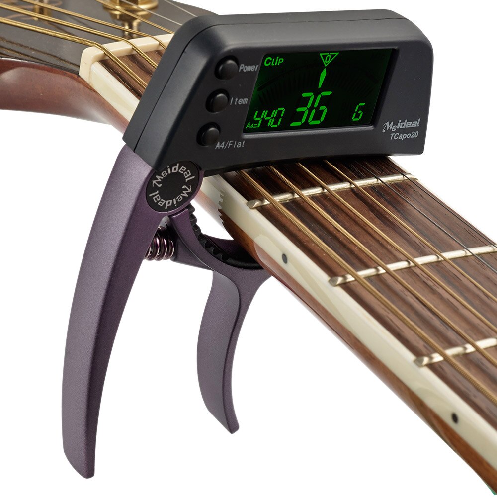 2-in-1 Gitarren Zubehör mit LCD-Bildschirm – Kapodaster & Stimmgerät