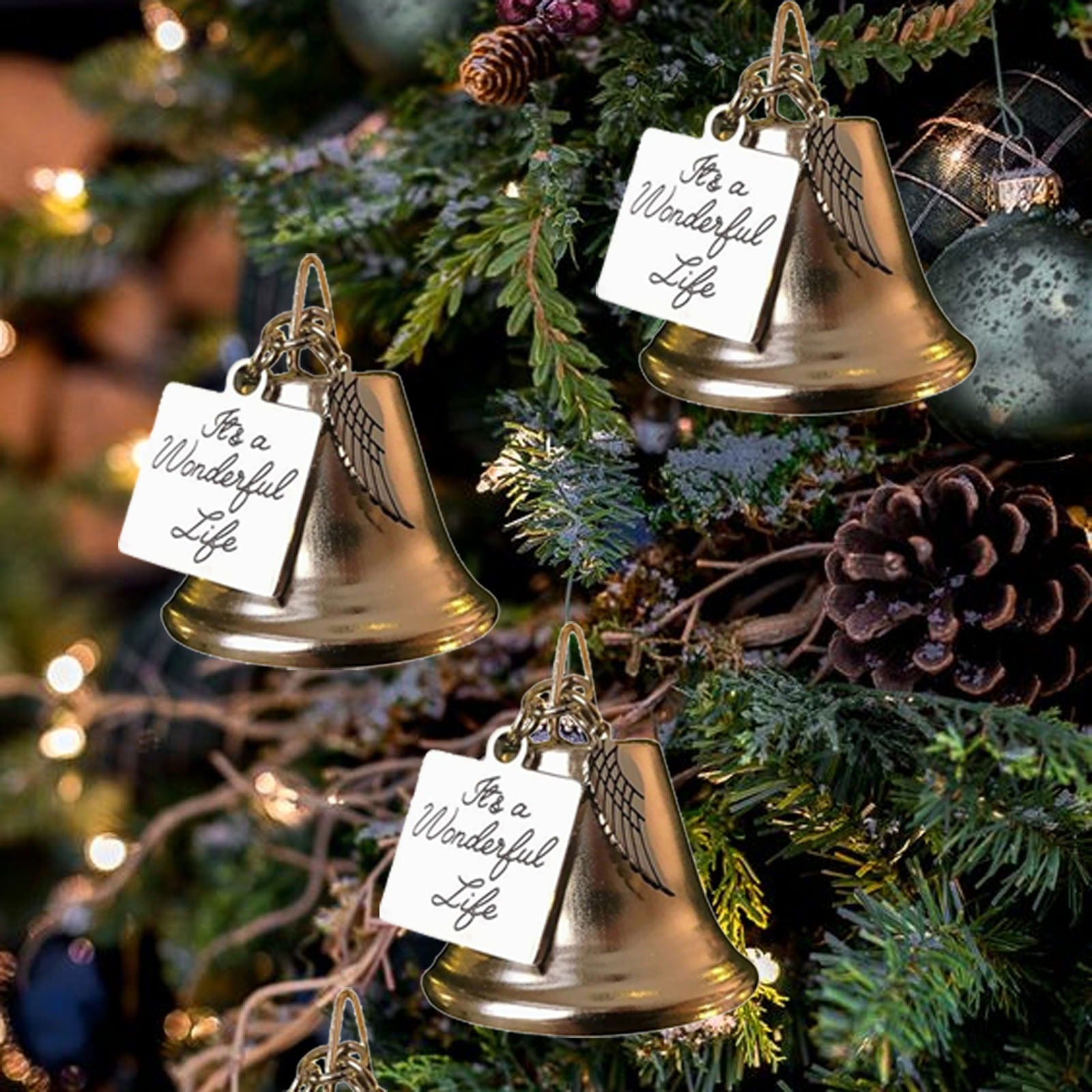 Schmuckanhänger für Weihnachtsbaum – Engel Flügel Glocken Dekoration