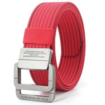 FlexiBelt | Unisex Canvas Gürtel – Doppelt Metallring Schnalle, Verstellbar
