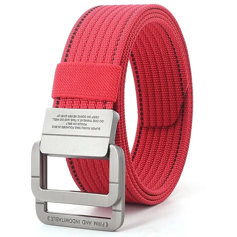 FlexiBelt | Unisex Canvas Gürtel – Doppelt Metallring Schnalle, Verstellbar