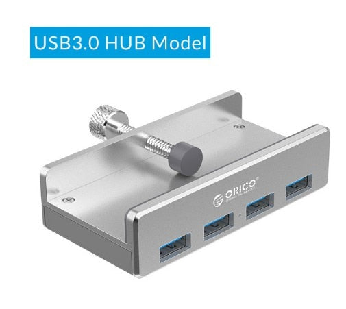 Praktischer 4-Port-USB-Hub mit Clip aus Aluminium | TechEase