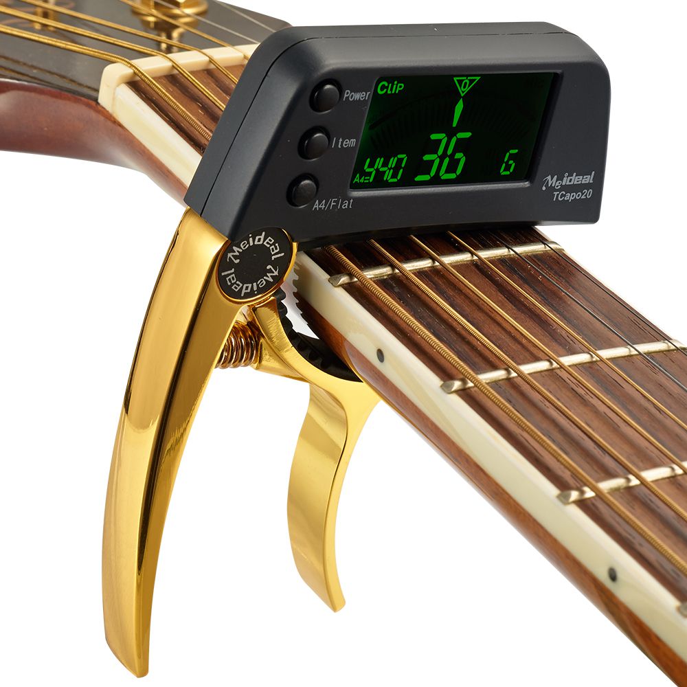 2-in-1 Gitarren Zubehör mit LCD-Bildschirm – Kapodaster & Stimmgerät