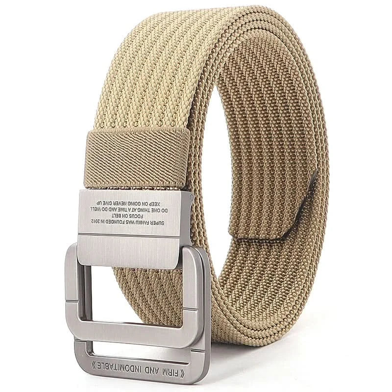 FlexiBelt | Unisex Canvas Gürtel – Doppelt Metallring Schnalle, Verstellbar