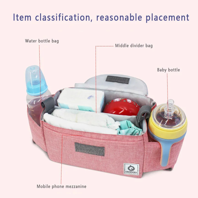 Multifunktionale Aufbewahrungstasche für Babyzubehör im Kinderwagen