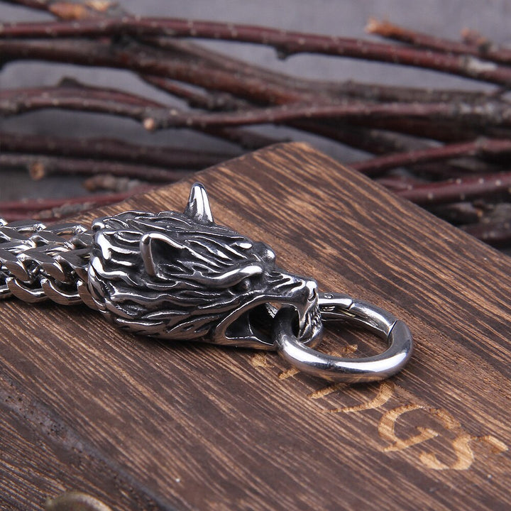 Silbernes Wikinger-Armband "WolfBand" – Handgefertigt mit Fenrir-Motiv