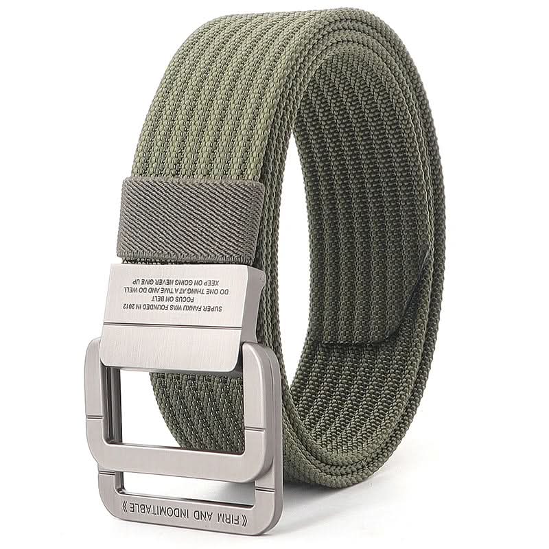 FlexiBelt | Unisex Canvas Gürtel – Doppelt Metallring Schnalle, Verstellbar