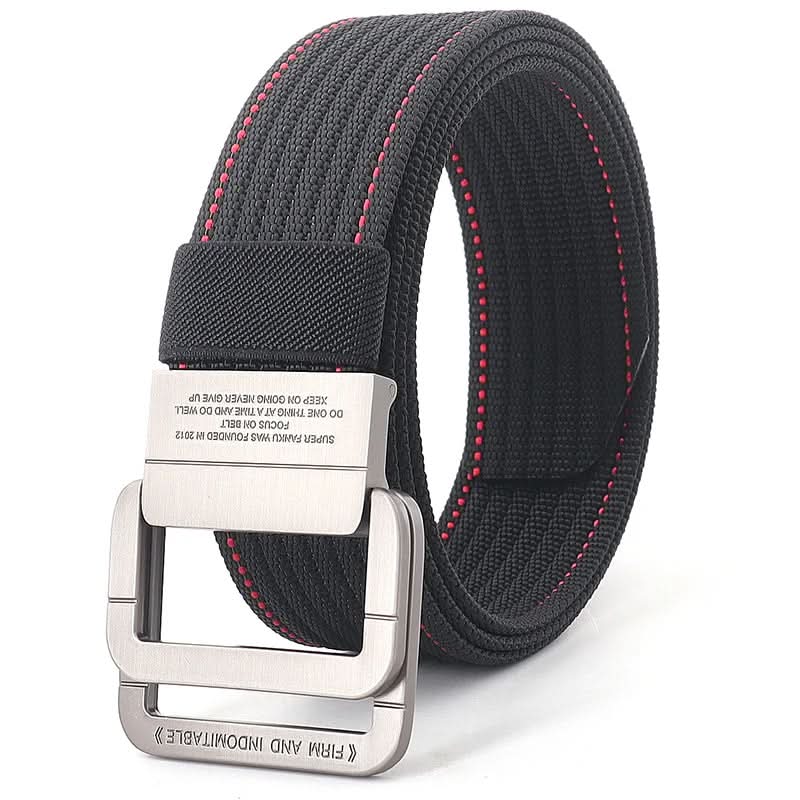 FlexiBelt | Unisex Canvas Gürtel – Doppelt Metallring Schnalle, Verstellbar