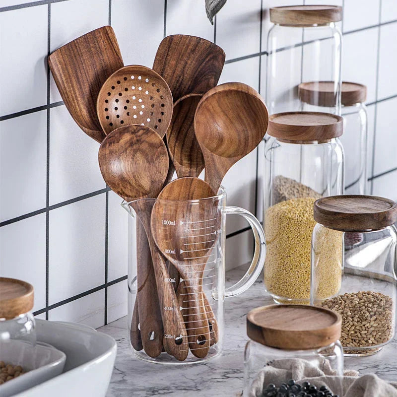 Stylish 7-Piece Teak Kitchen Utensil Set
