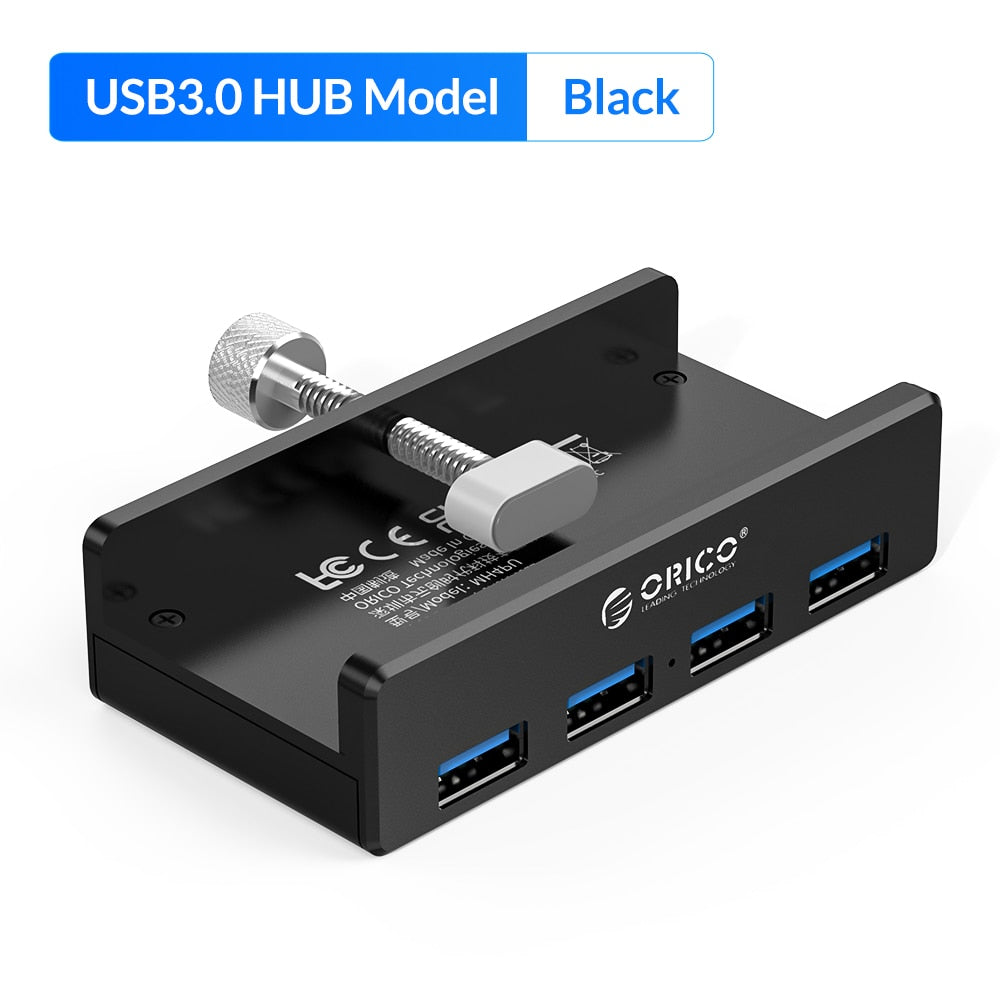 Praktischer 4-Port-USB-Hub mit Clip aus Aluminium | TechEase