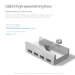 Praktischer 4-Port-USB-Hub mit Clip aus Aluminium | TechEase