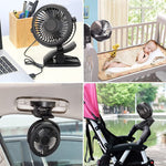Tragbarer Klemmlüfter mit 360° Drehung – USB & wiederaufladbarer Akku