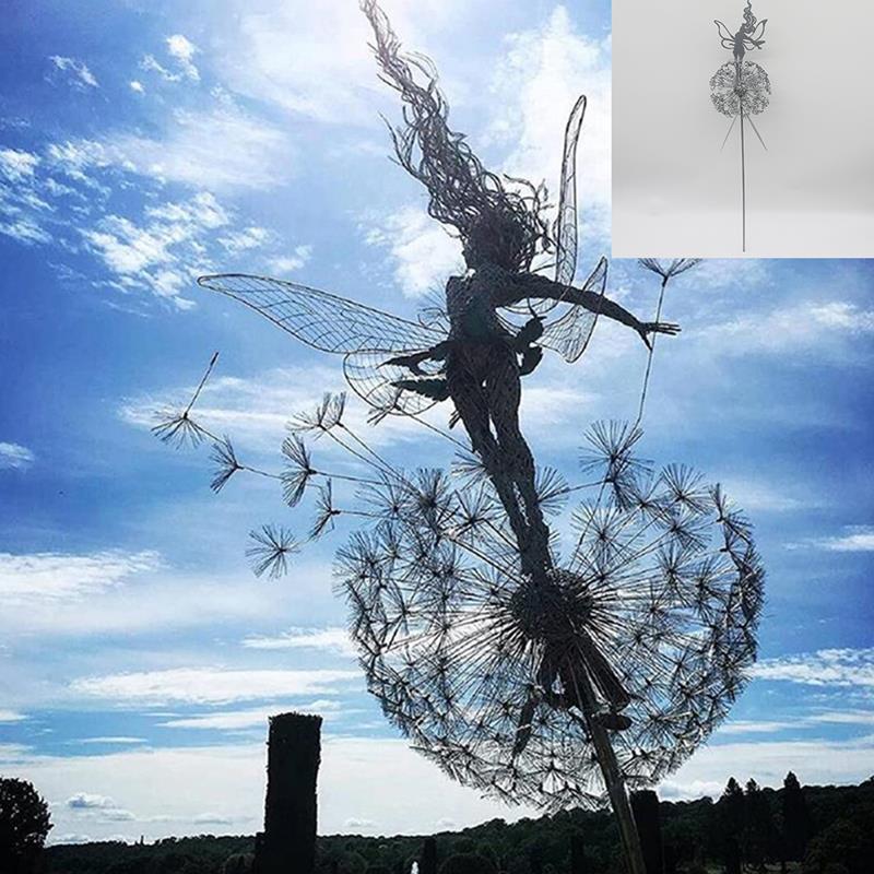 Dancing Elf and Dandelion - Outdoor Garden Sculpture