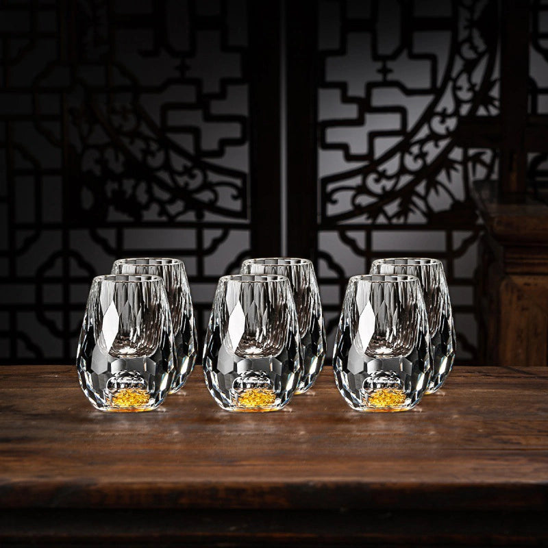 Handgefertigte Kristallgläser mit Goldflocken – Set aus 2 – Für Whisky & edle Getränke