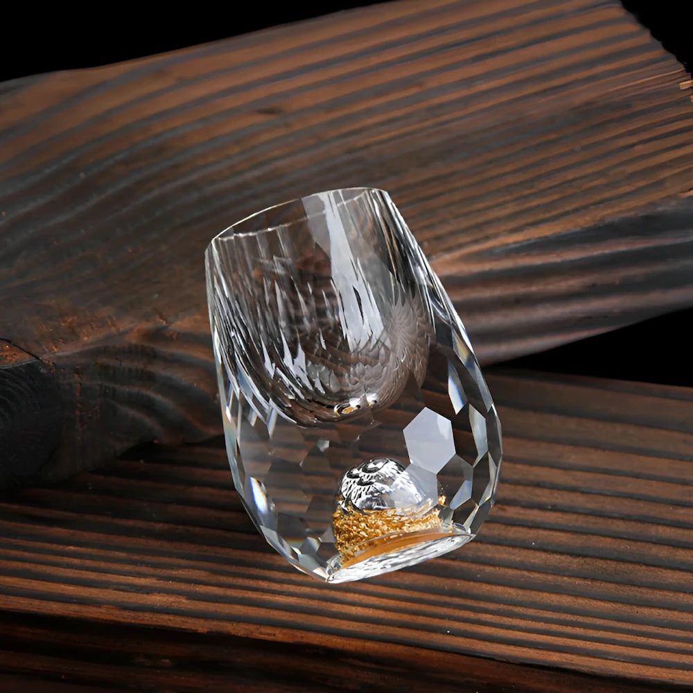Handgefertigte Kristallgläser mit Goldflocken – Set aus 2 – Für Whisky & edle Getränke