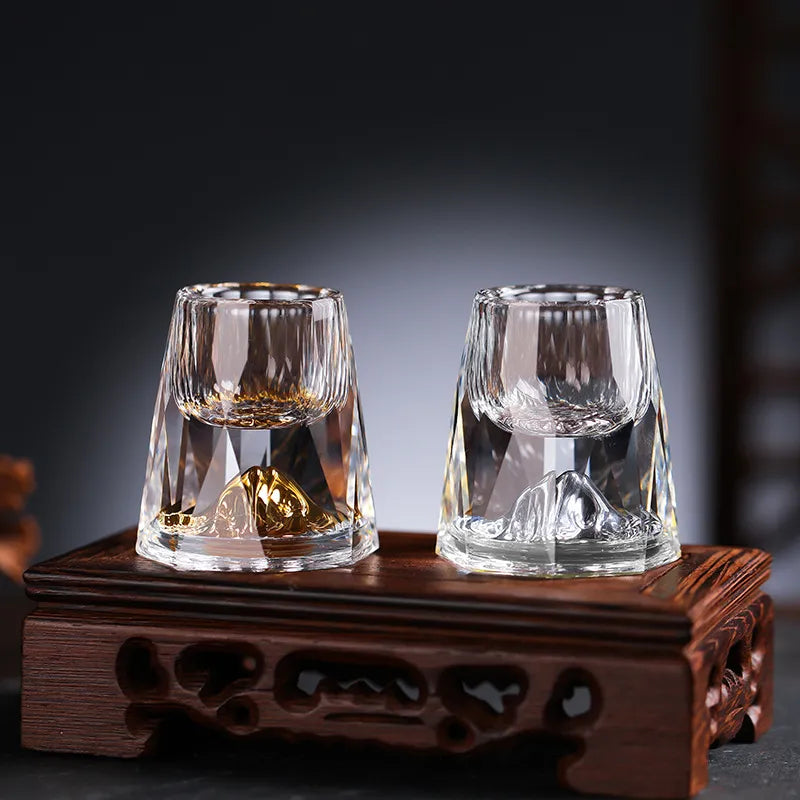 Handgefertigte Kristallgläser mit Goldflocken – Set aus 2 – Für Whisky & edle Getränke