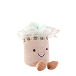 Plüschfigur mit fröhlichem Blumendesign