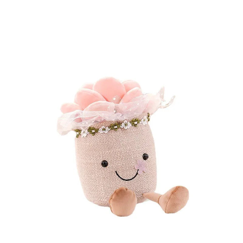 Plüschfigur mit fröhlichem Blumendesign