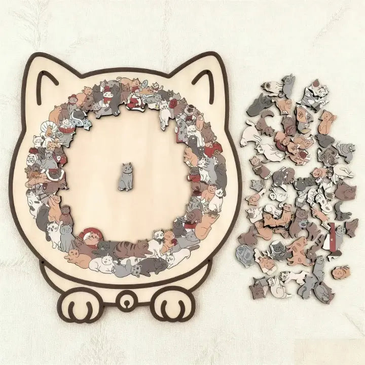 Entspannendes Katzenpuzzle aus Holz