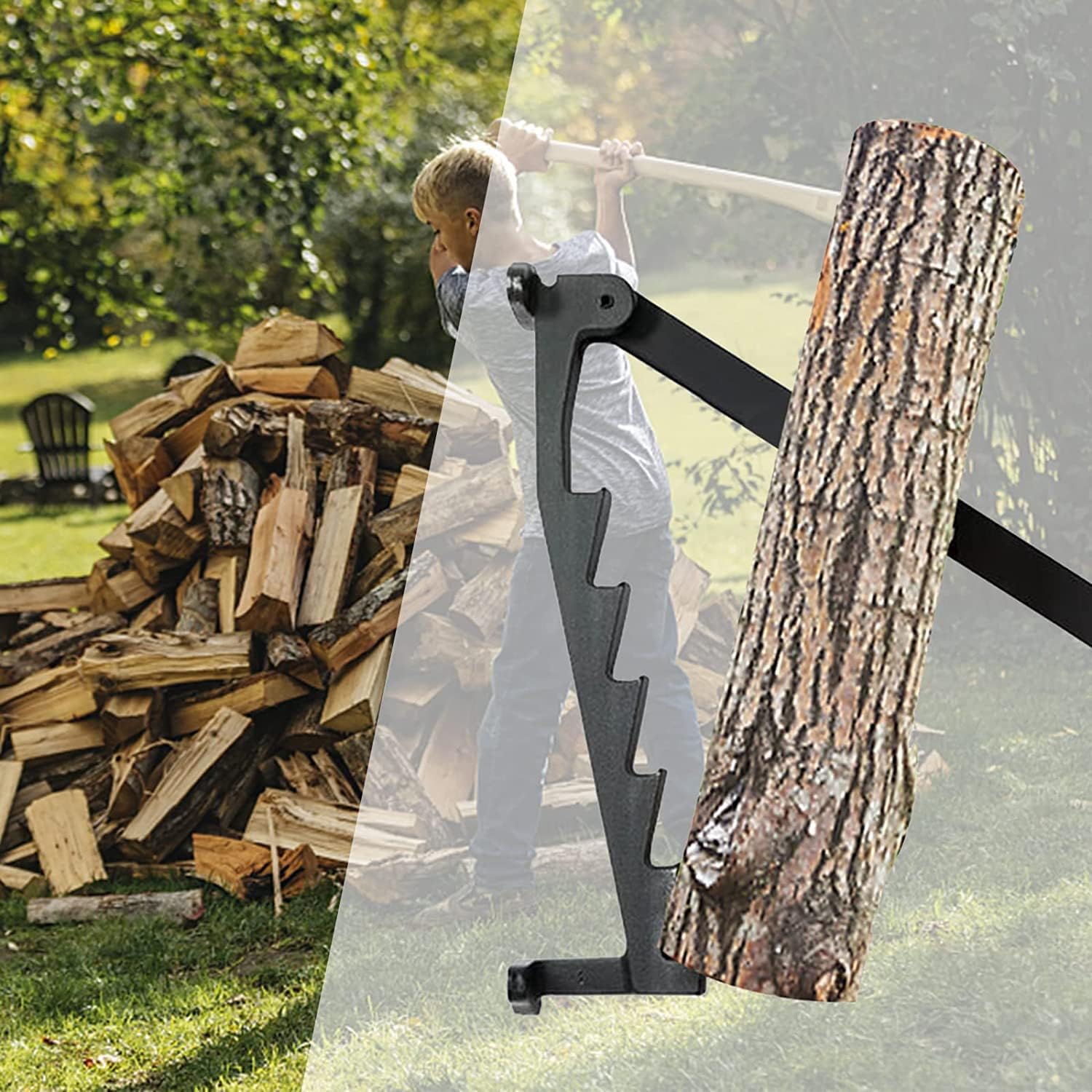 Wand Holzspalter | Hebelmechanismus | Sichere Holzspaltung | Kohlenstoffstahl