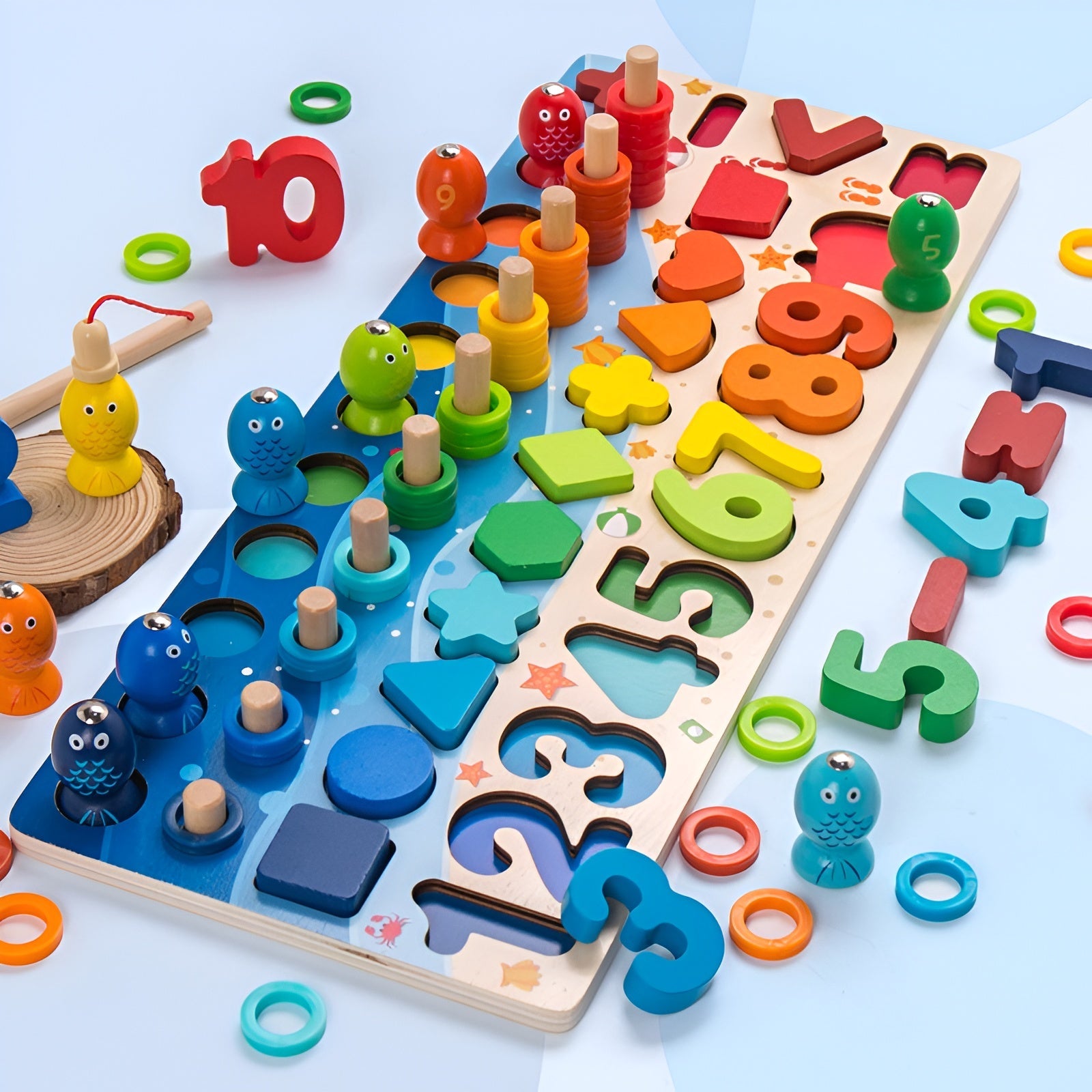 Lernspielzeug aus Holz für Kinder: Zahlen und Buchstaben entdecken