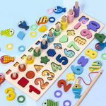 Lernspielzeug aus Holz für Kinder: Zahlen und Buchstaben entdecken