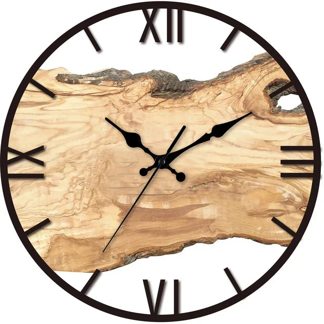 Elegante Wanduhr aus Holz mit Epoxidharz – 30 cm Durchmesser
