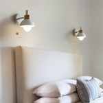 Playful Wall Lamp in Pastel Colors – Wooden Base & Iron Lampshade
