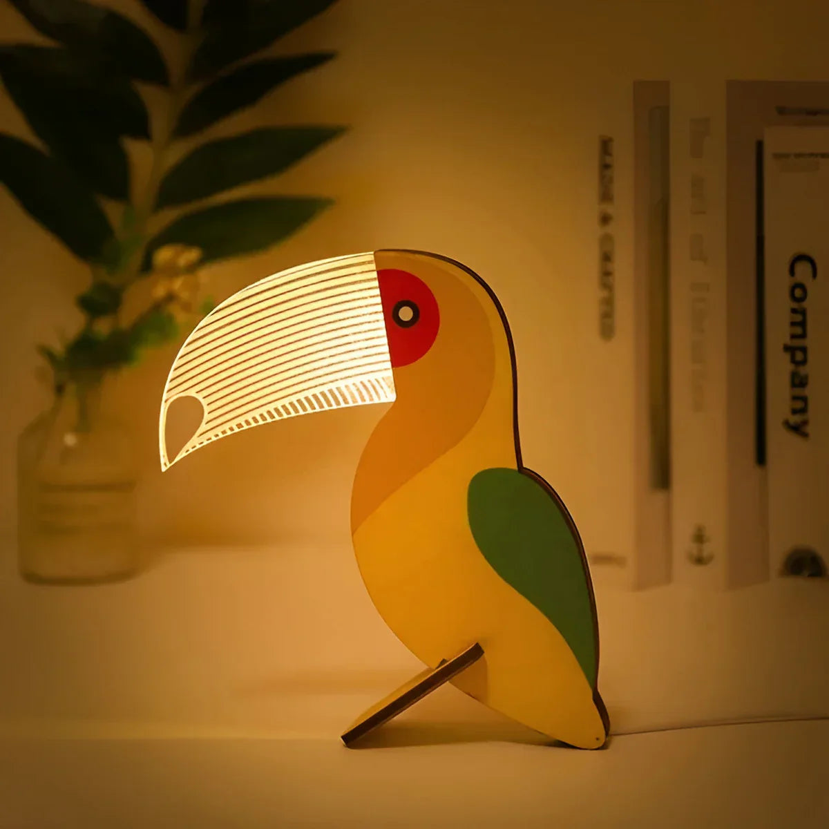 Verspielte LED Tischlampe – Holz Nachtlicht mit sanftem Licht
