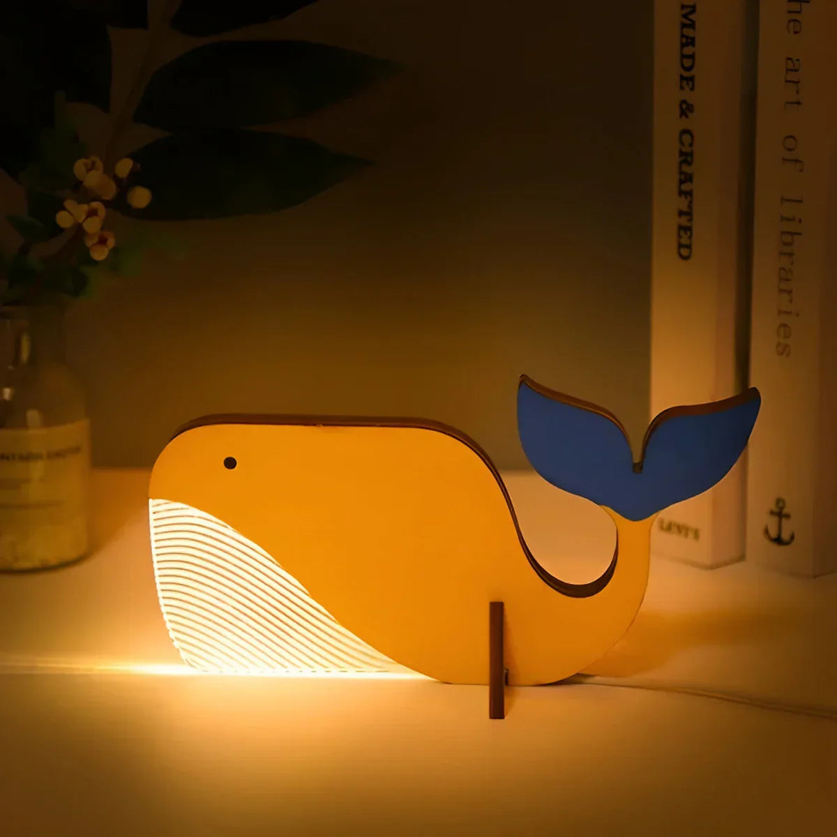 Verspielte LED Tischlampe – Holz Nachtlicht mit sanftem Licht