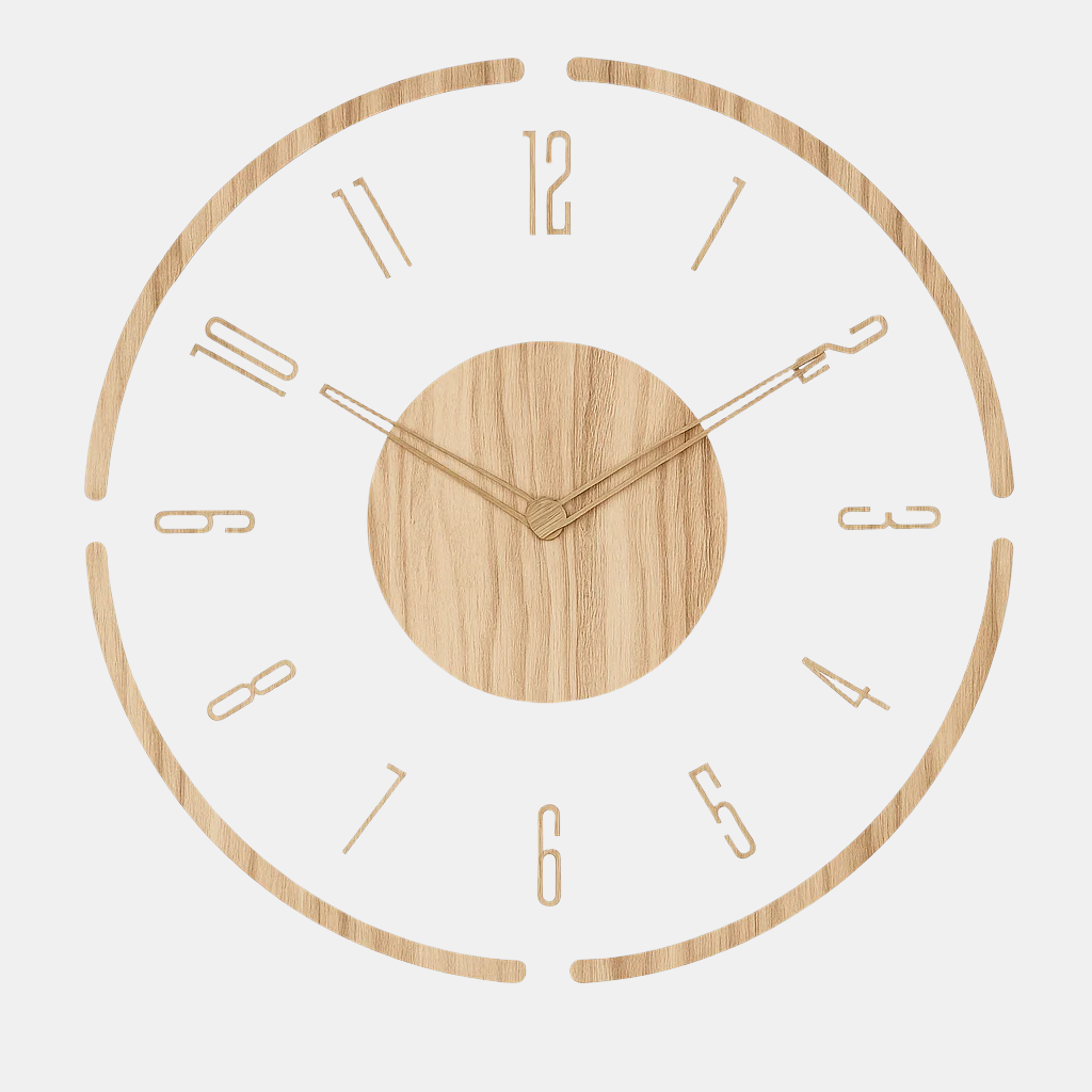 Stille Runde Wanduhr aus Holz mit Modernem Design
