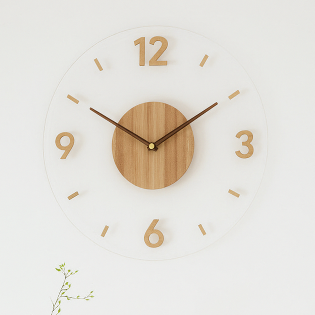 Stille Runde Wanduhr aus Holz mit Modernem Design