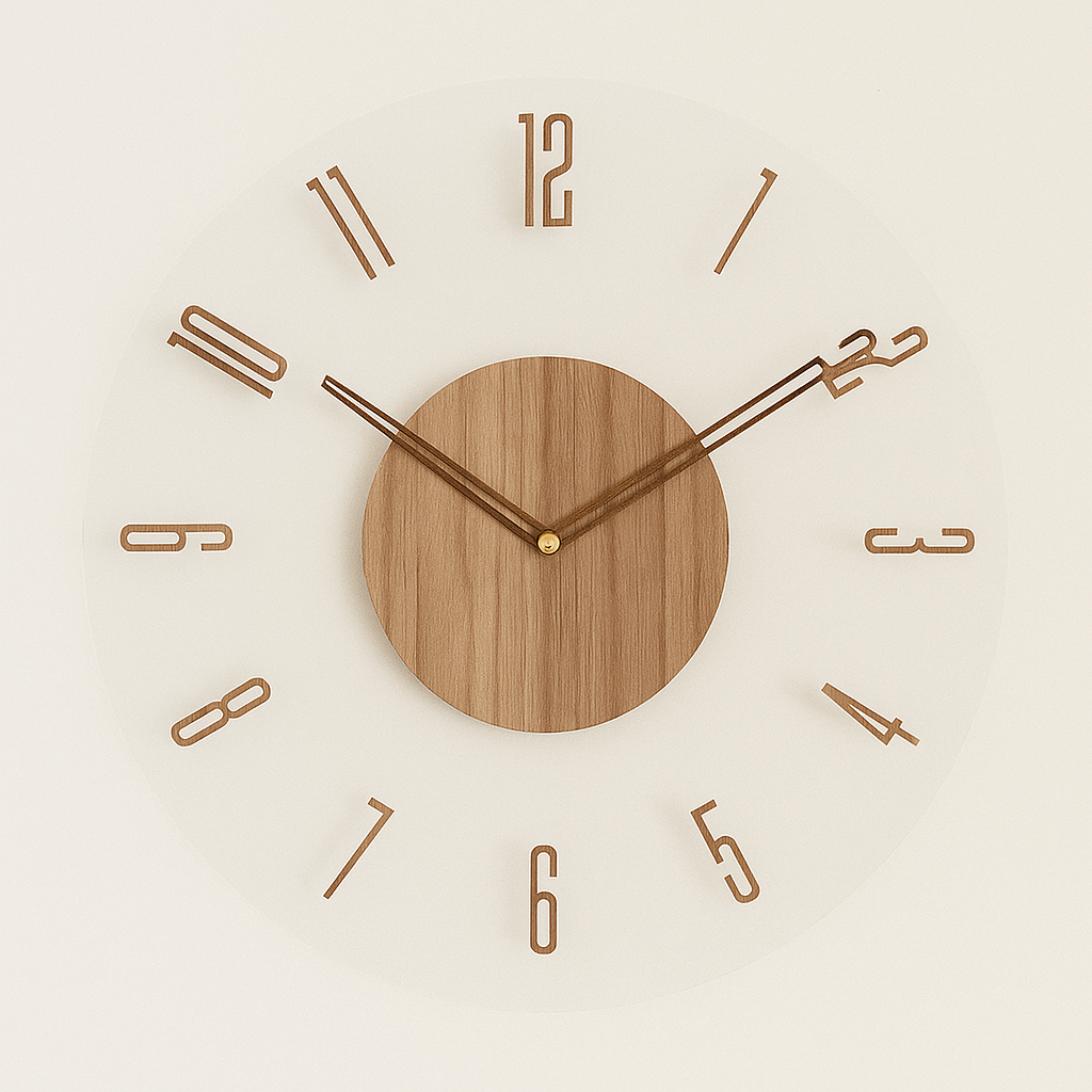 Stille Runde Wanduhr aus Holz mit Modernem Design