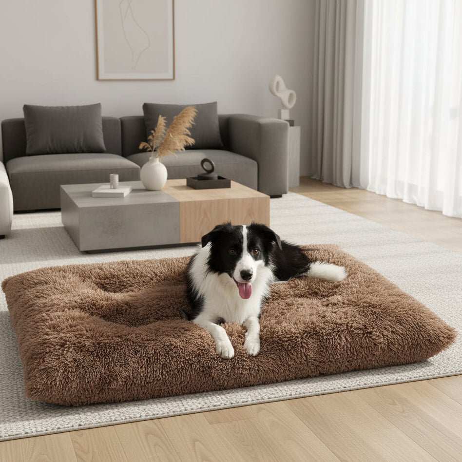 Gemütliches Hundebett | Rechteckig | Weiche Plüschoberfläche | Atmungsaktiver Baumwollbezug