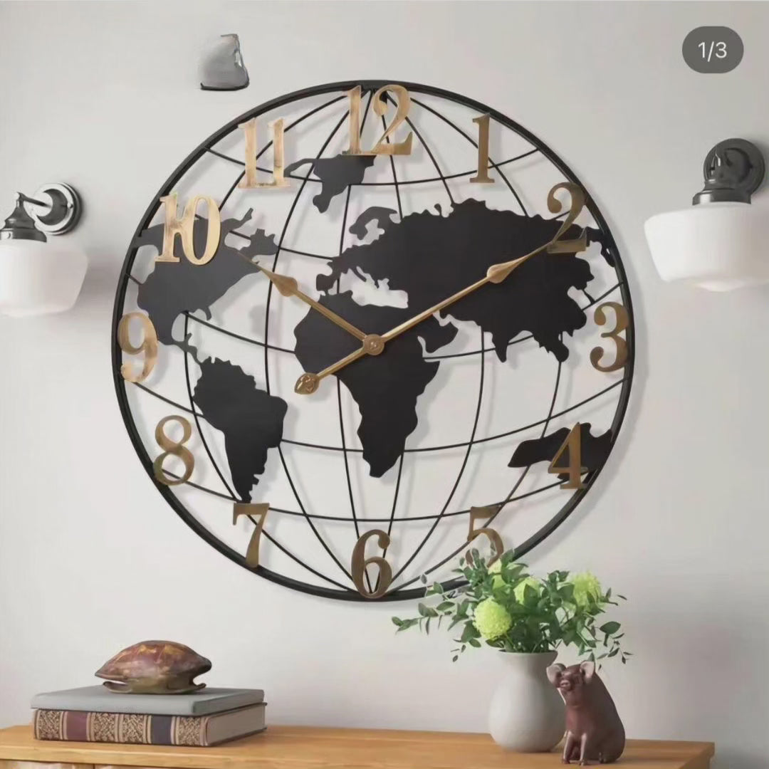 Weltkarte Wanduhr mit stilvollem Design