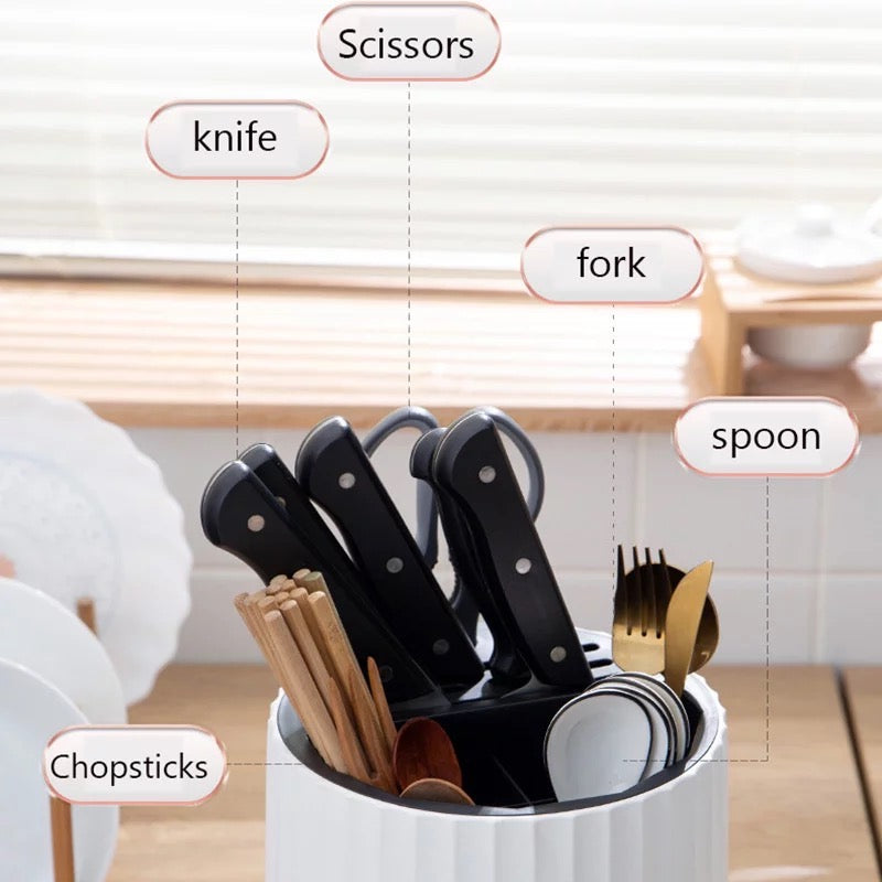 360° drehbarer großer Küchenorganizer für Messer und Besteck