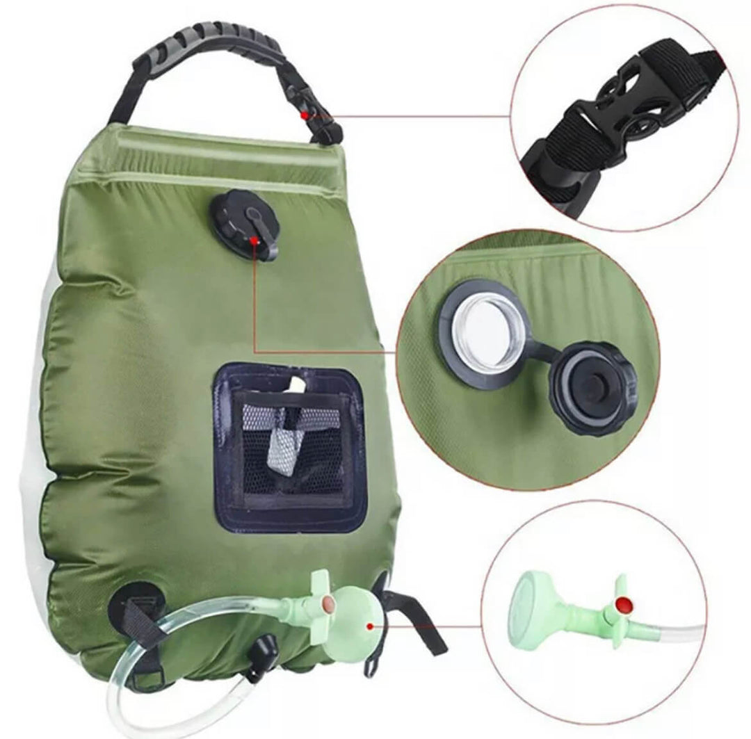 Faltbare Außenduschtasche mit 20L Solarheizung – ZonFlow