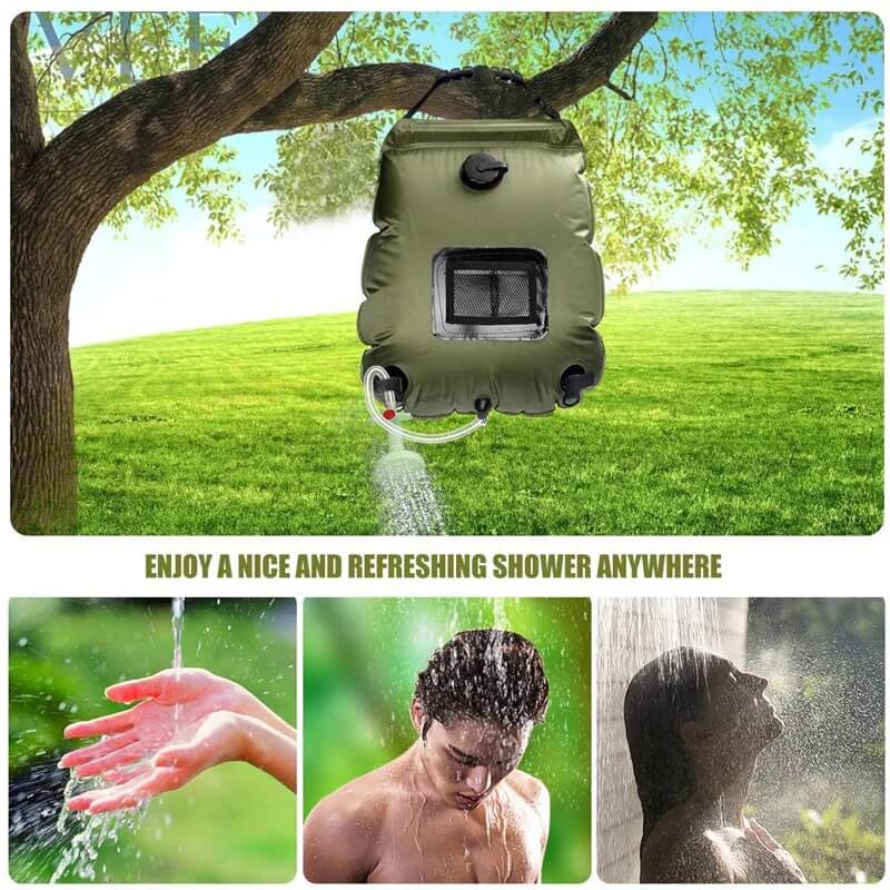 Faltbare Außenduschtasche mit 20L Solarheizung – ZonFlow