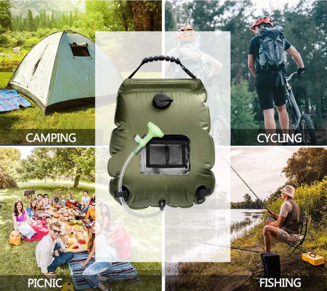 Faltbare Außenduschtasche mit 20L Solarheizung – ZonFlow