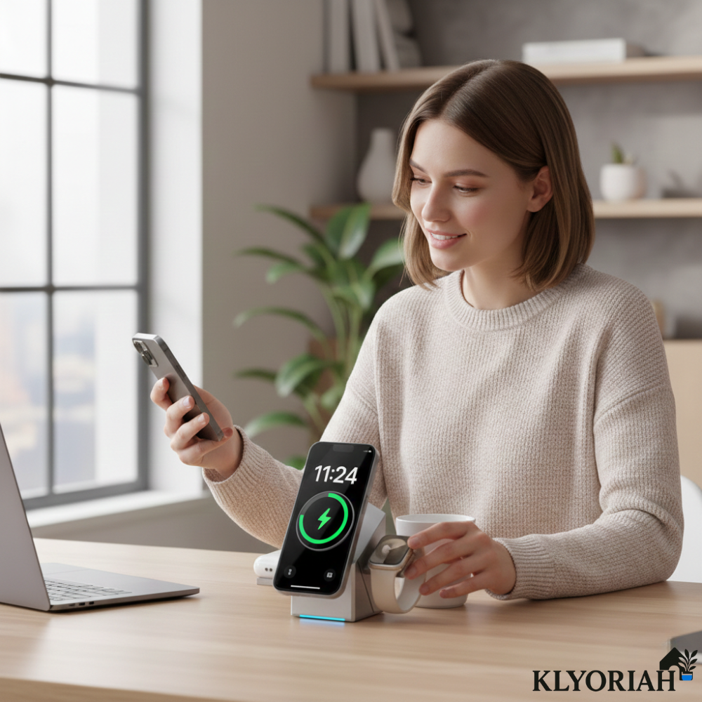 Vielseitige 3-in-1 Ladestation für Smartphone, Uhr und Kopfhörer