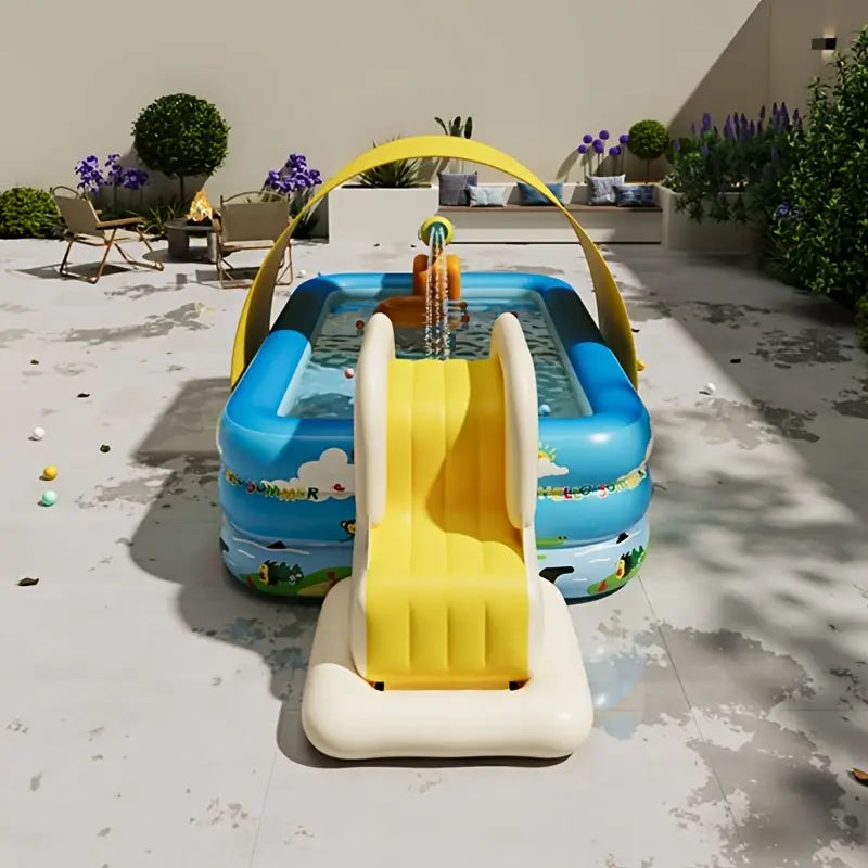 Inflatable Round Pool with Slide for Children